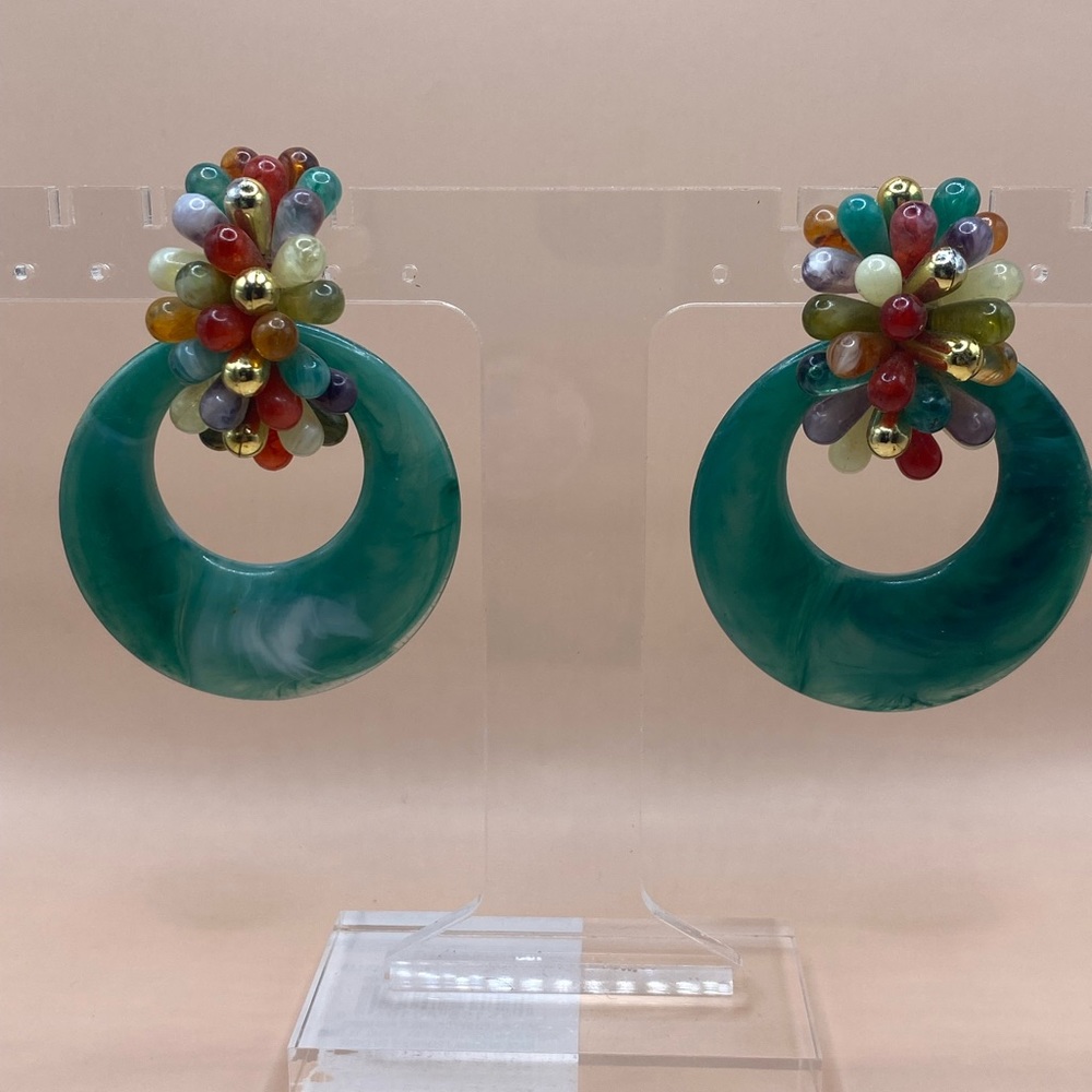 Vintage 80s clip on earrings‎ with stones